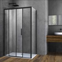 Душевая уголок прямоугольный Soft VSR-3SO9011CLB 1100х900x1950 цвет черный стекло прозрачное Vincea