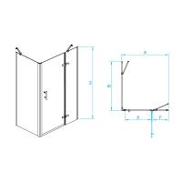 Душевой уголок RGW PA-77-1B R (PA-07B R + Z-060-2B + держатель O-204B) прямоугольный  120* 90*195 410877129-084R профиль Чёрный стекло Прозрачное(Принт) 6 мм RGW
