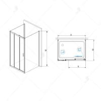 Душевой уголок RGW PA-73-1 (PA-13 + Z-060-2) прямоугольный  130*100*195 0608731130-011 профиль Хром стекло Прозрачное 5 мм RGW