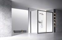 Душевой угол раздвижной прямоугольный RV060B-160100-01-C5 1600х1000х1950 Цвет профиля Чёрный Стекло Прозрачное Veconi