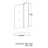Душевой угол раздвижной ассиметричный 1000x800x1950  RV03-10080A-01-19C1 Цвет профиля Хром Стекло Прозрачное Veconi
