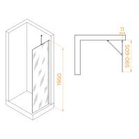 Перегородка для душа RGW WA-102Gb  60*195 351010206-16 профиль Золото браш стекло Прозрачное 6 мм RGW