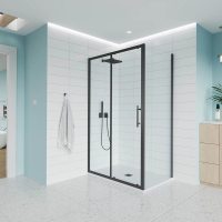 Душевой угол раздвижной E1-SP-B-110120-01-C9 1100х1200x1950 Цвет профиля Чёрный матовый Стекло  Прозрачное Veconi