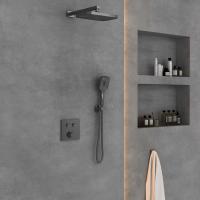 Душевой комплект термостатический встраиваемый, двухрежимный  цвет вороненая сталь VSFW-4211GM VINCEA