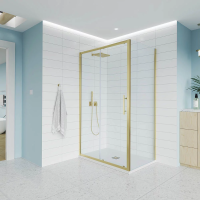Душевой угол раздвижной E1-SP-G-16090-01-C9 1600х900x1950 Цвет профиля Золото брашинг Стекло  Прозрачное Veconi