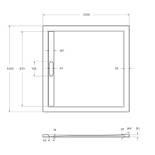 Поддон литой из искусственного мрамора, квадратный. TRAY-AS-A-100-30-W 1000x1000x30 Cezares