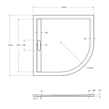 Поддон литой из искусственного мрамора, радиальный TRAY-AS-R-100-30-W 1000x1000x30 Cezares