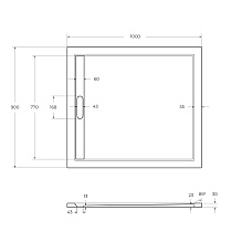 Поддон литой из искусственного мрамора, прямоугольный TRAY-AS-AH-100/90-30-W 1000x900x30 Cezares